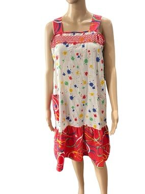 Colorful Paint-Splash Sundress with Red Accents